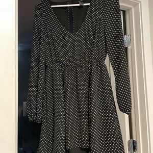 Black and white polkadot dress with keyhole back